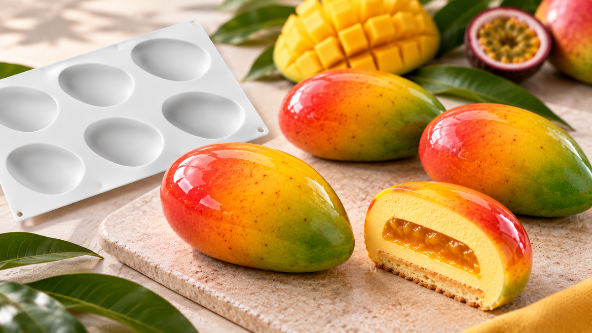 Trompe-l’œil mangue : entremets mangue-passion avec le moule Silikomart 🥭