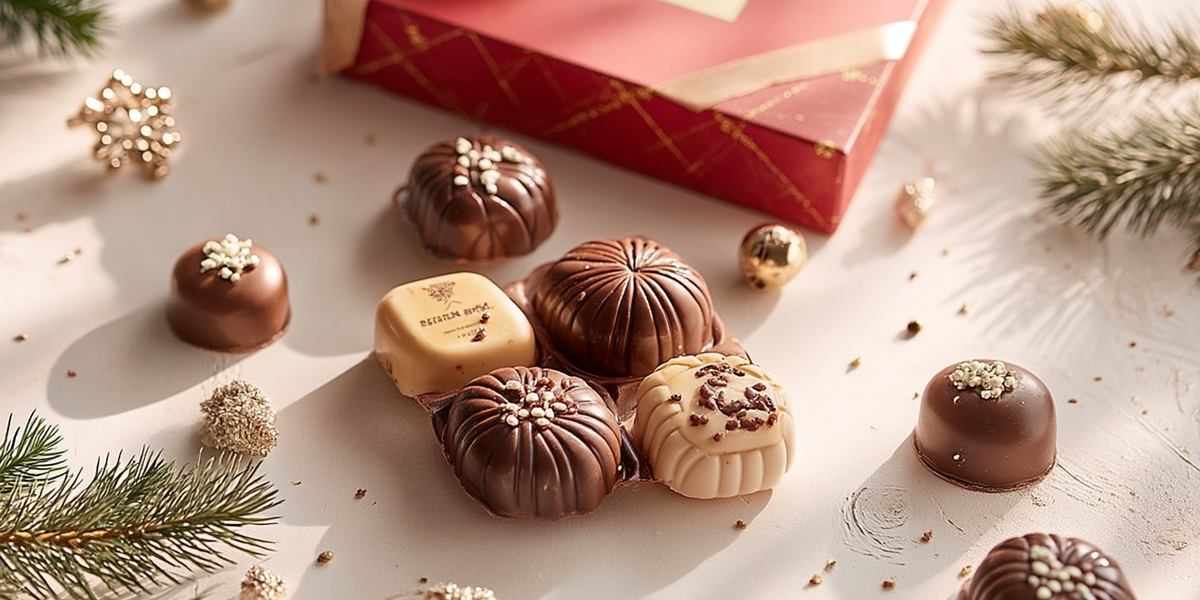 Assortiment de chocolats décorés pour les fêtes