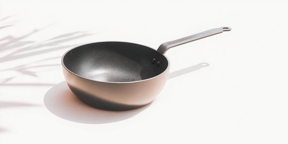 Poêle wok avec revêtement antiadhésif et manche en inox