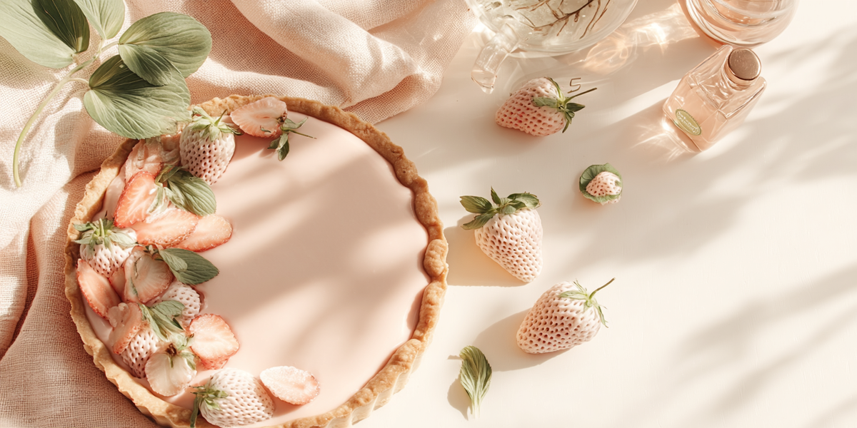 Tarte aux fraises blanches et crème rose