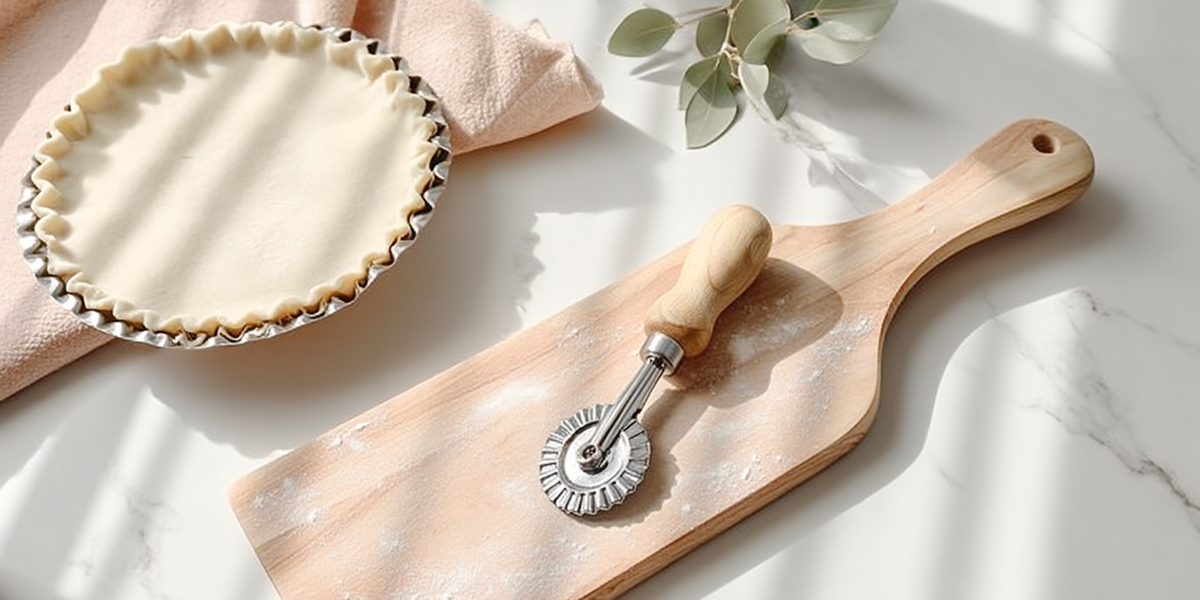 Roulette à pâte avec manche en bois pour découpe décorative