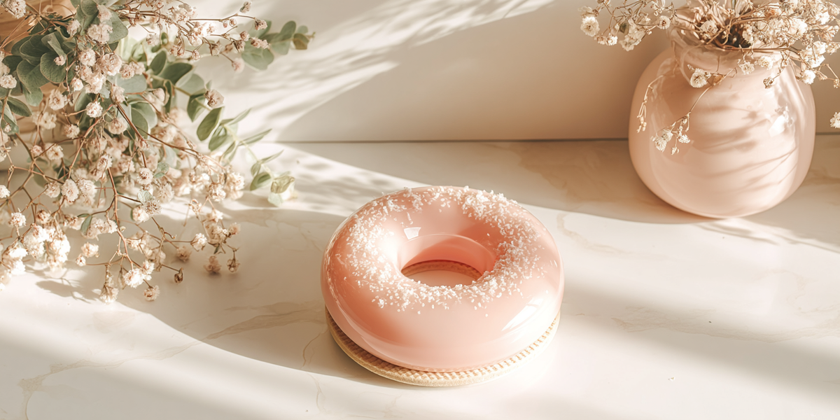 Entremets individuel en forme de couronne avec glaçage rose
