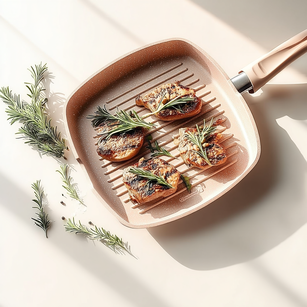 Poêle grill carrée antiadhésive pour saisir et griller les aliments
