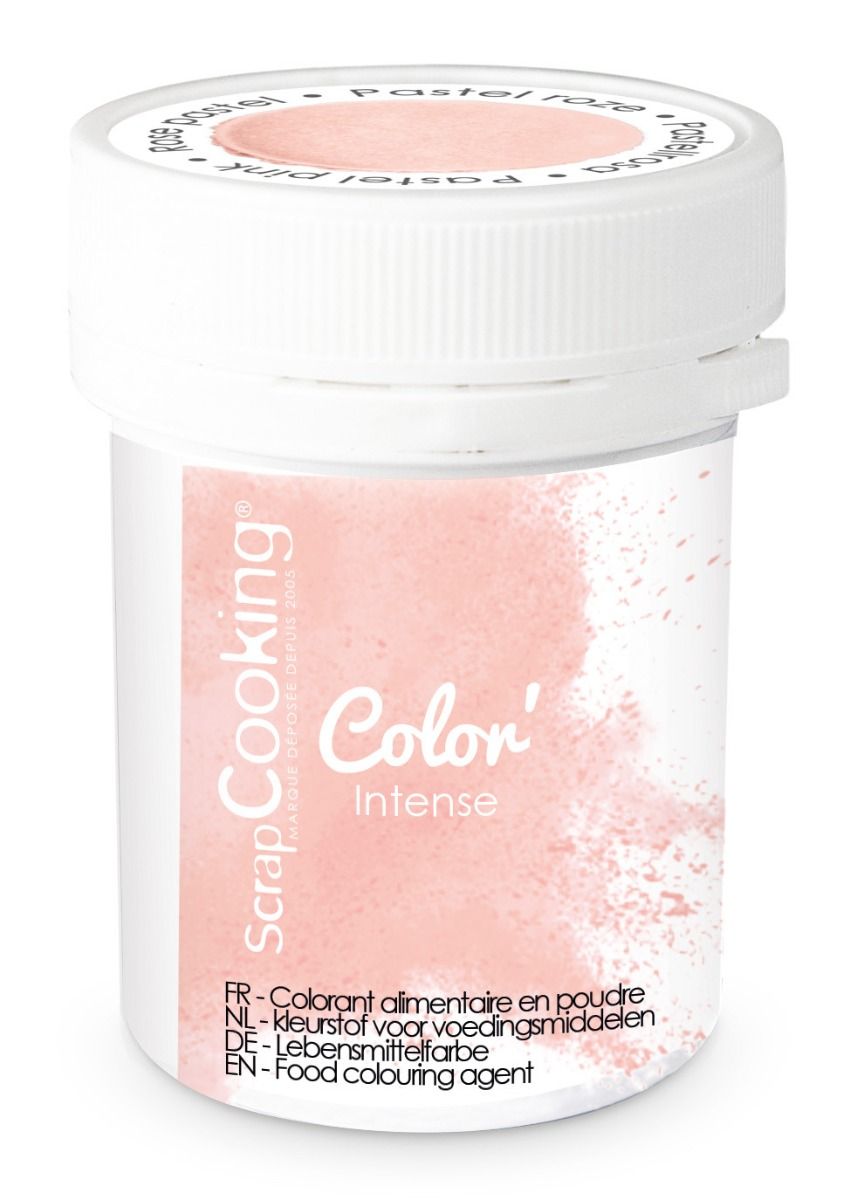 pot de colorant rose pâle en poudre