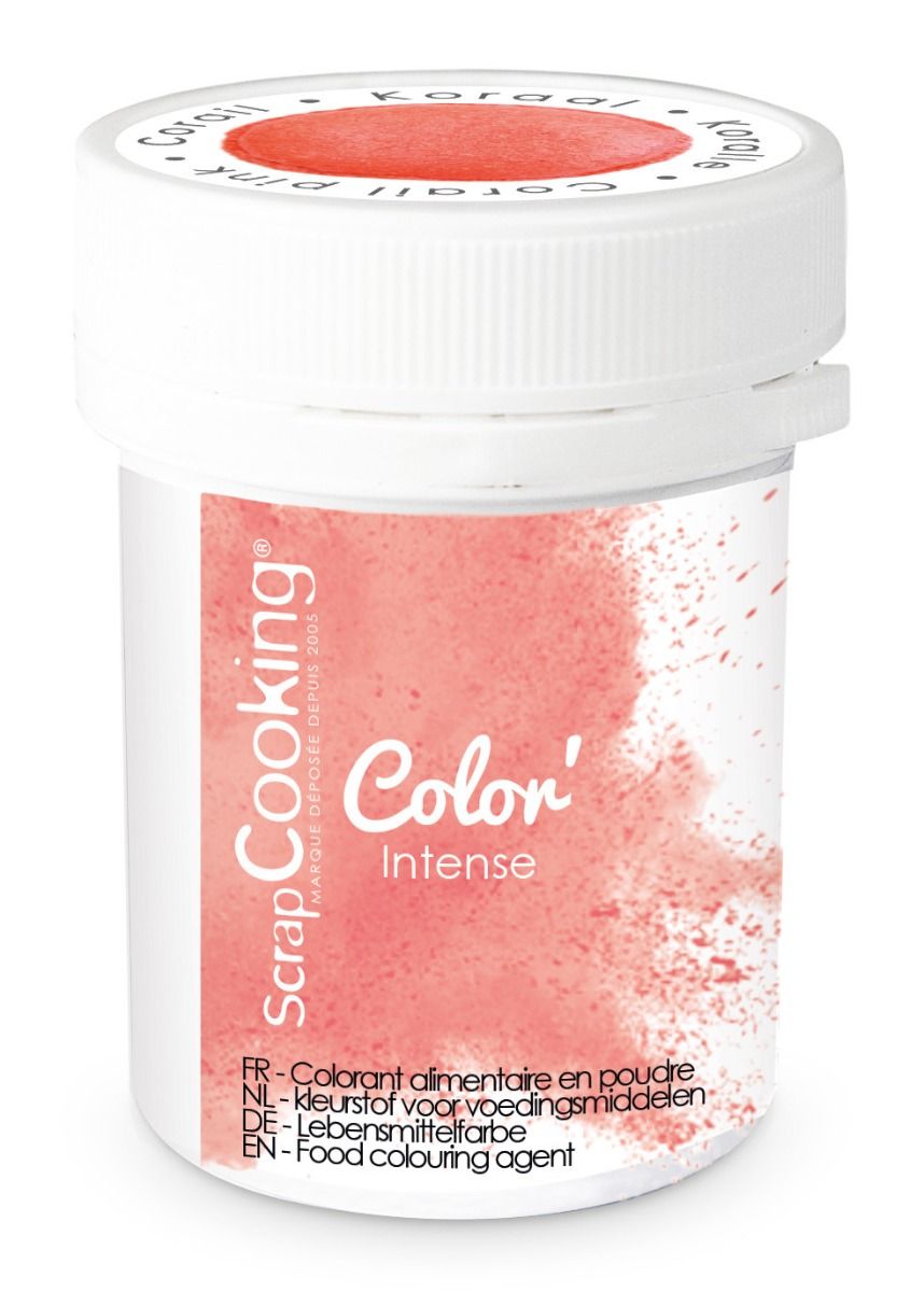 pot de colorant rose pêche en poudre