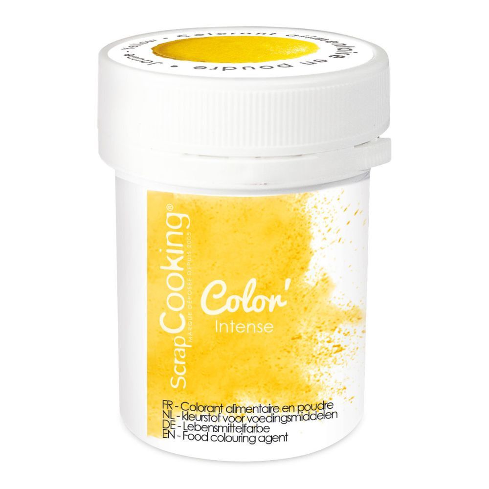 pot de colorant jaune en poudre