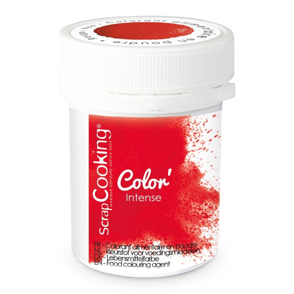 pot de colorant rouge en poudre