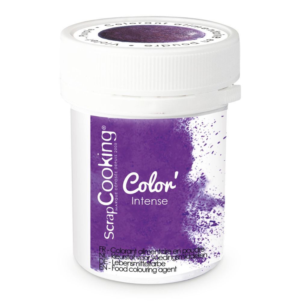 pot de colorant violet en poudre