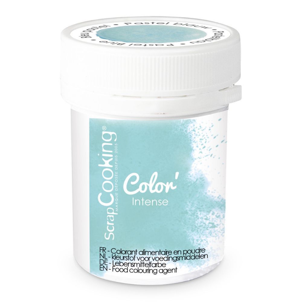 pot de colorant bleu clair en poudre