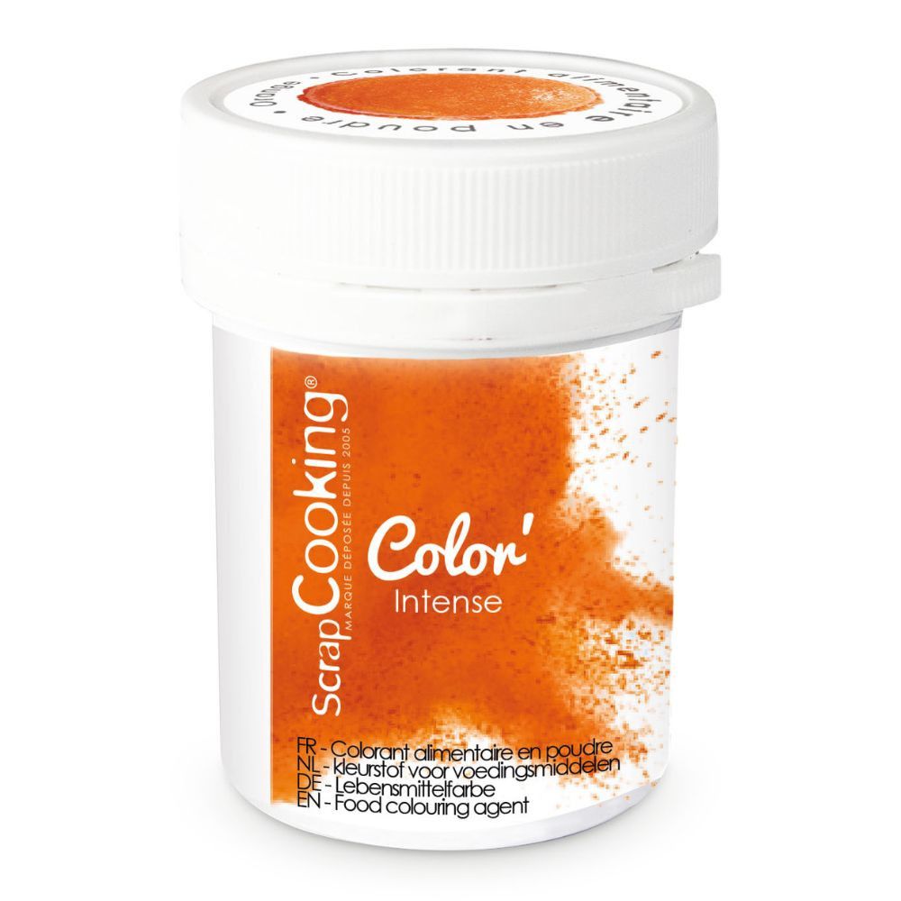 pot de colorant orange en poudre