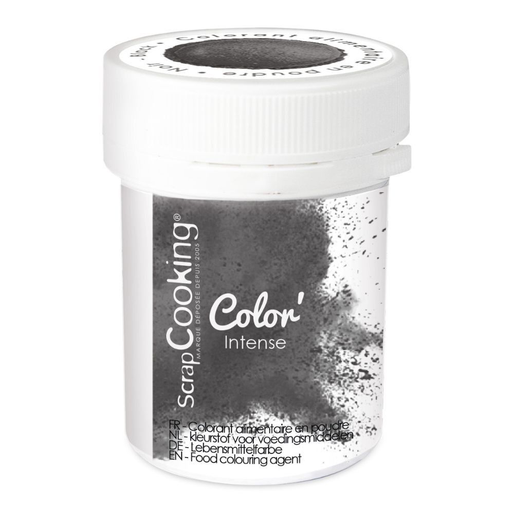 pot de colorant noir en poudre