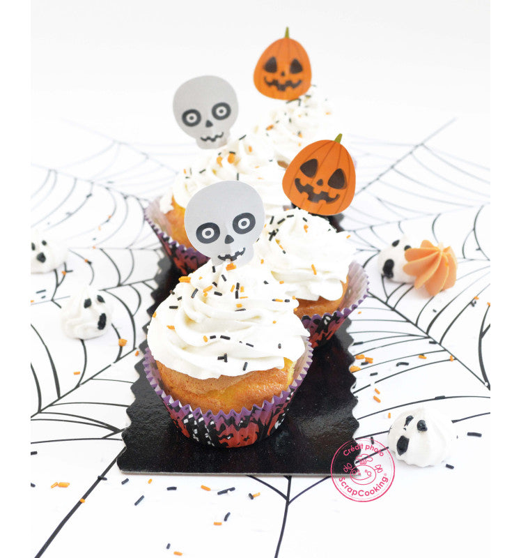 Cupcakes Halloween décorés avec cake toppers ScrapCooking