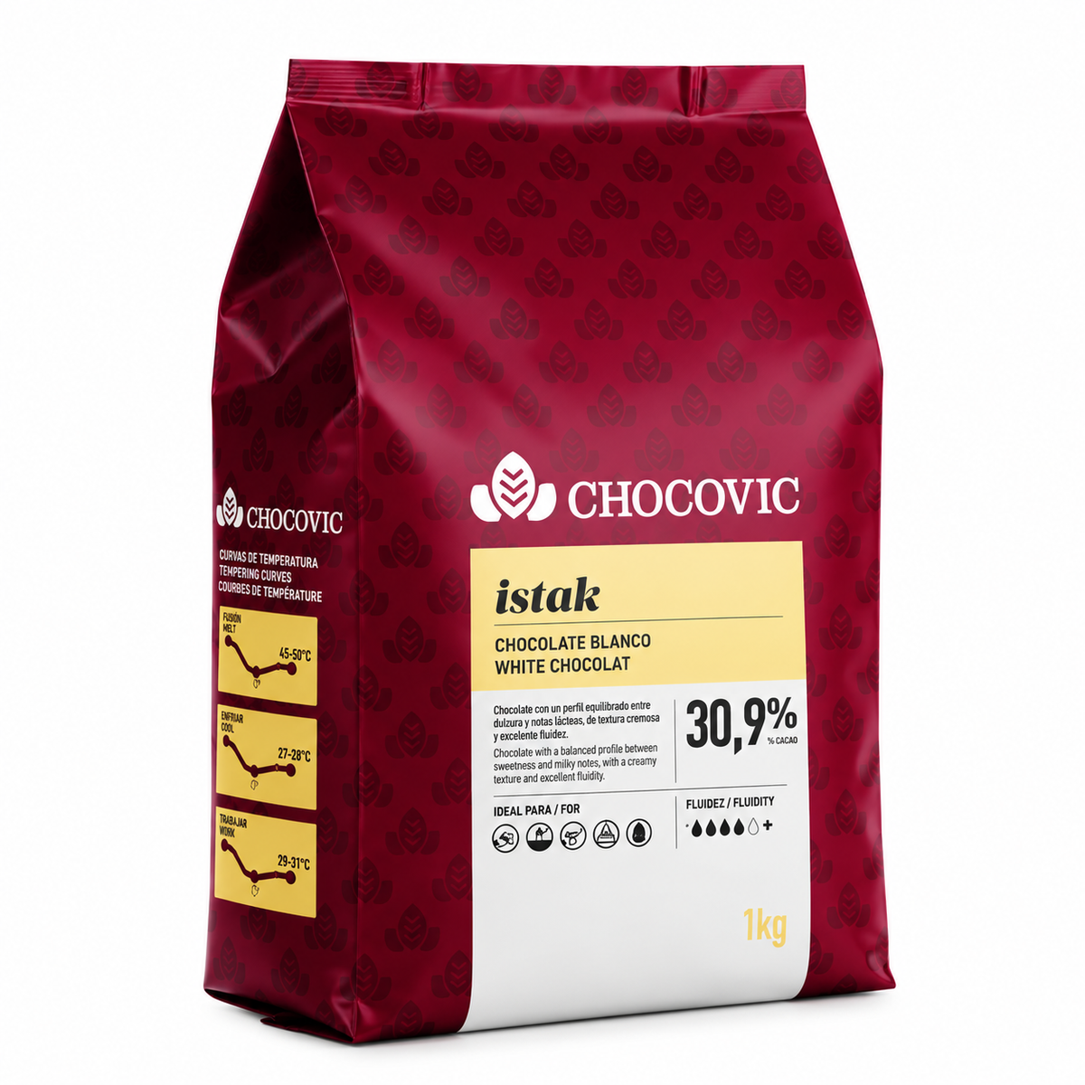 Chocolat de Couverture Blanc Chocovic Istak 30.9 % - 5 kg Cacao Barry 