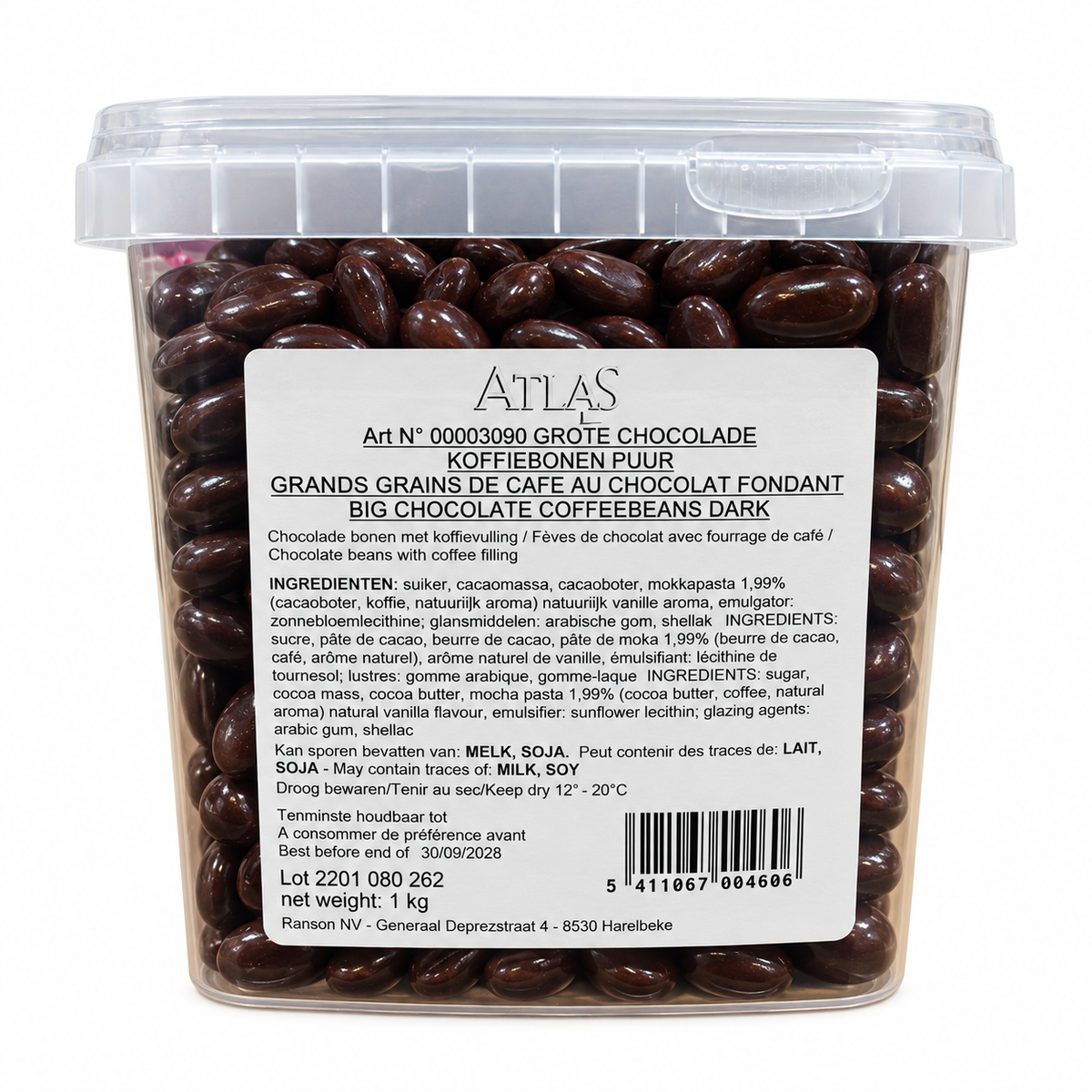 Grands Grains de Café au Chocolat Noir Fondant 1 kg Atlas 