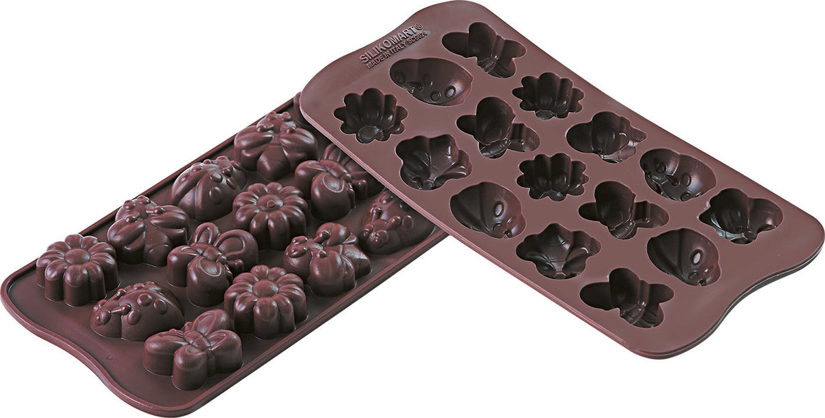 Moule à chocolat en silicone Silikomart – 15 empreintes fleurs et insectes