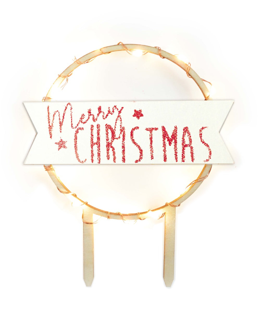 Cake topper LED Merry Christmas lumineux pour gâteau de Noël