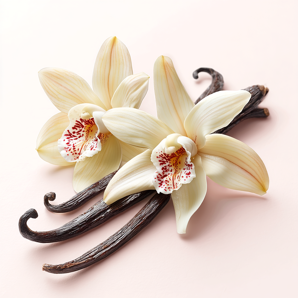 Gousses et fleurs de vanille pour pâtisserie