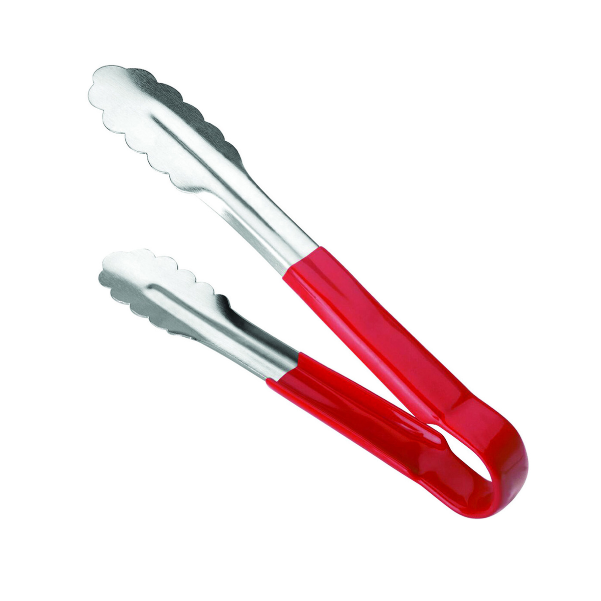 Pince de service en inox avec manche rouge