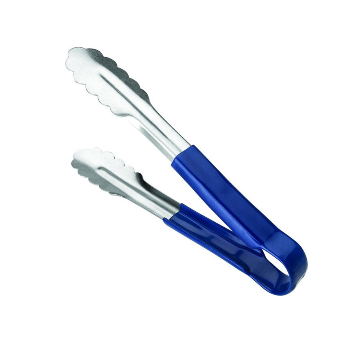 Pince de service en inox avec manche bleu
