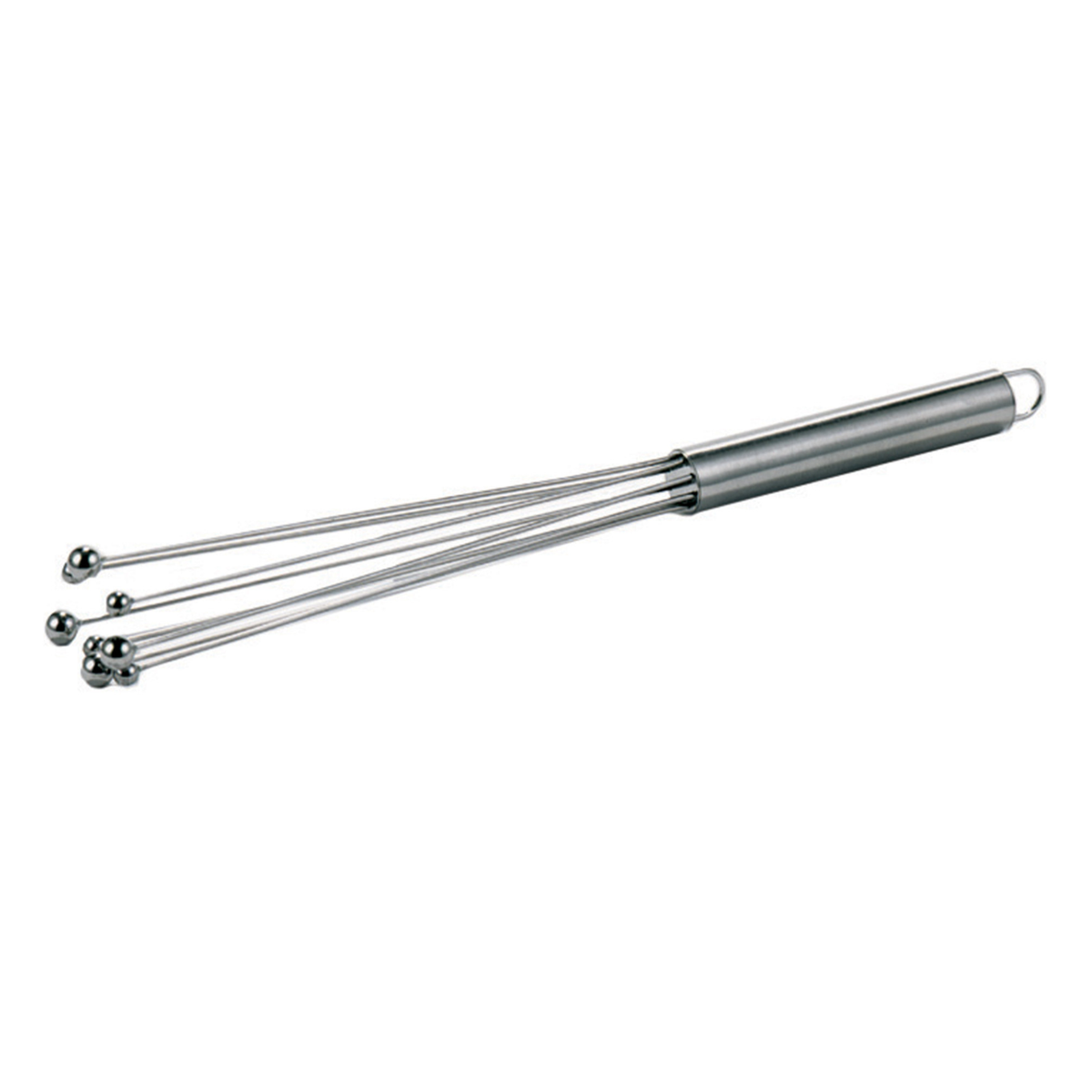 Fouet à billes en inox avec manche métallique
