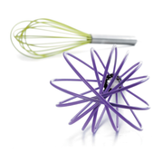 Fouets de cuisine en silicone coloré avec manche inox
