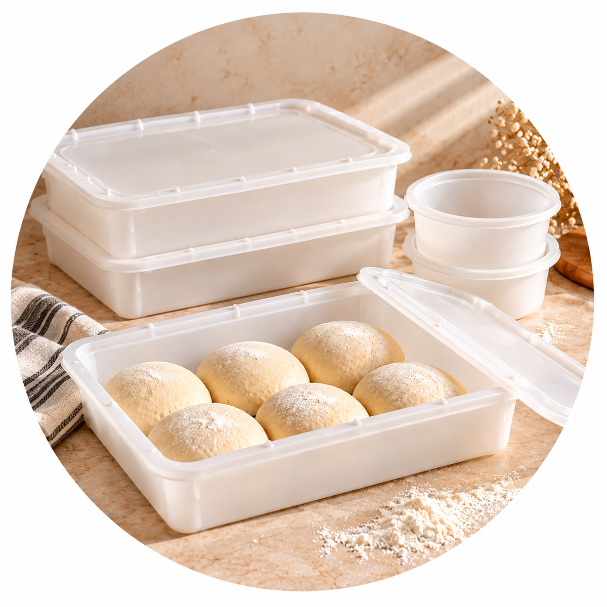 bacs à pâte et farine