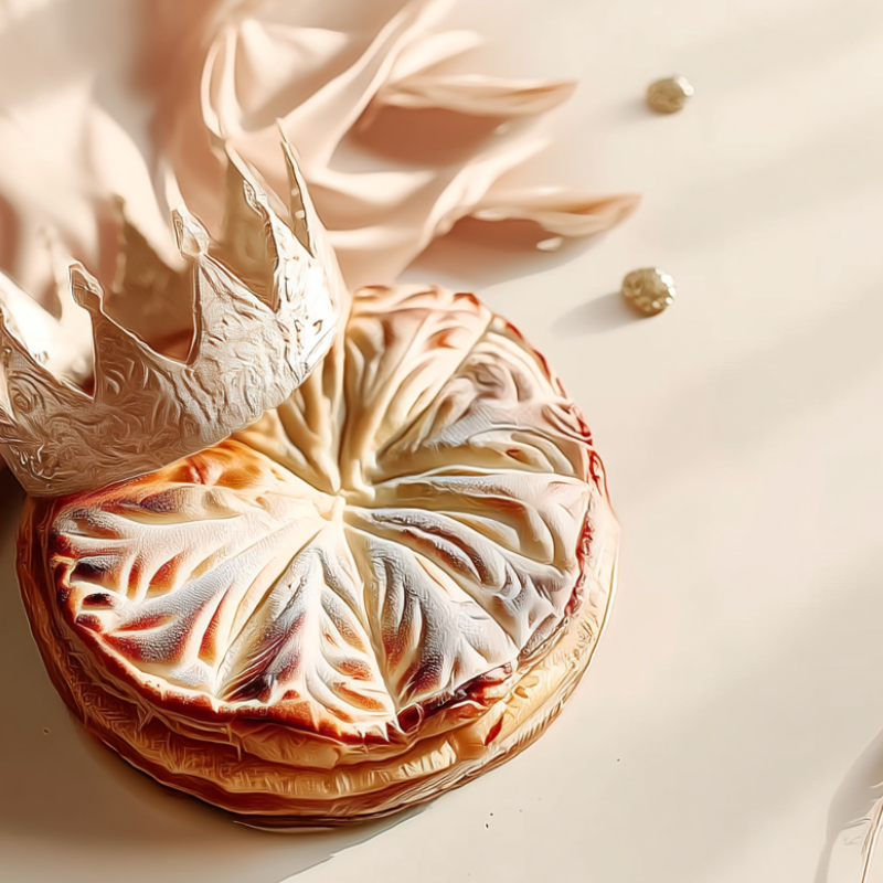 Galette des Rois feuilletée avec couronne dorée