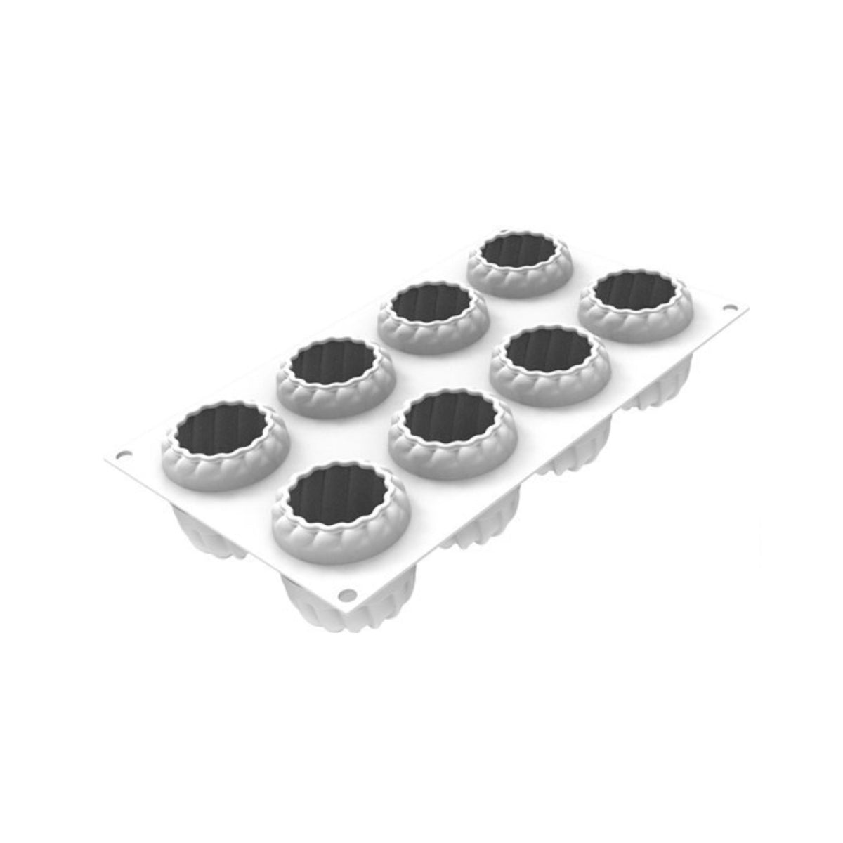 Moule silicone 8 empreintes cannelées vue intérieure