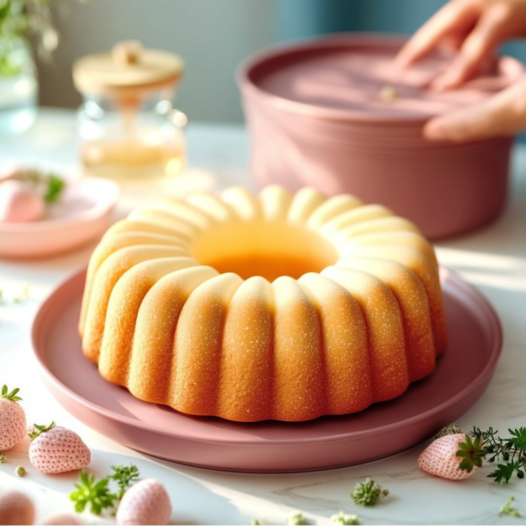 Gâteau couronne cannelé avec moule à pâtisserie rond
