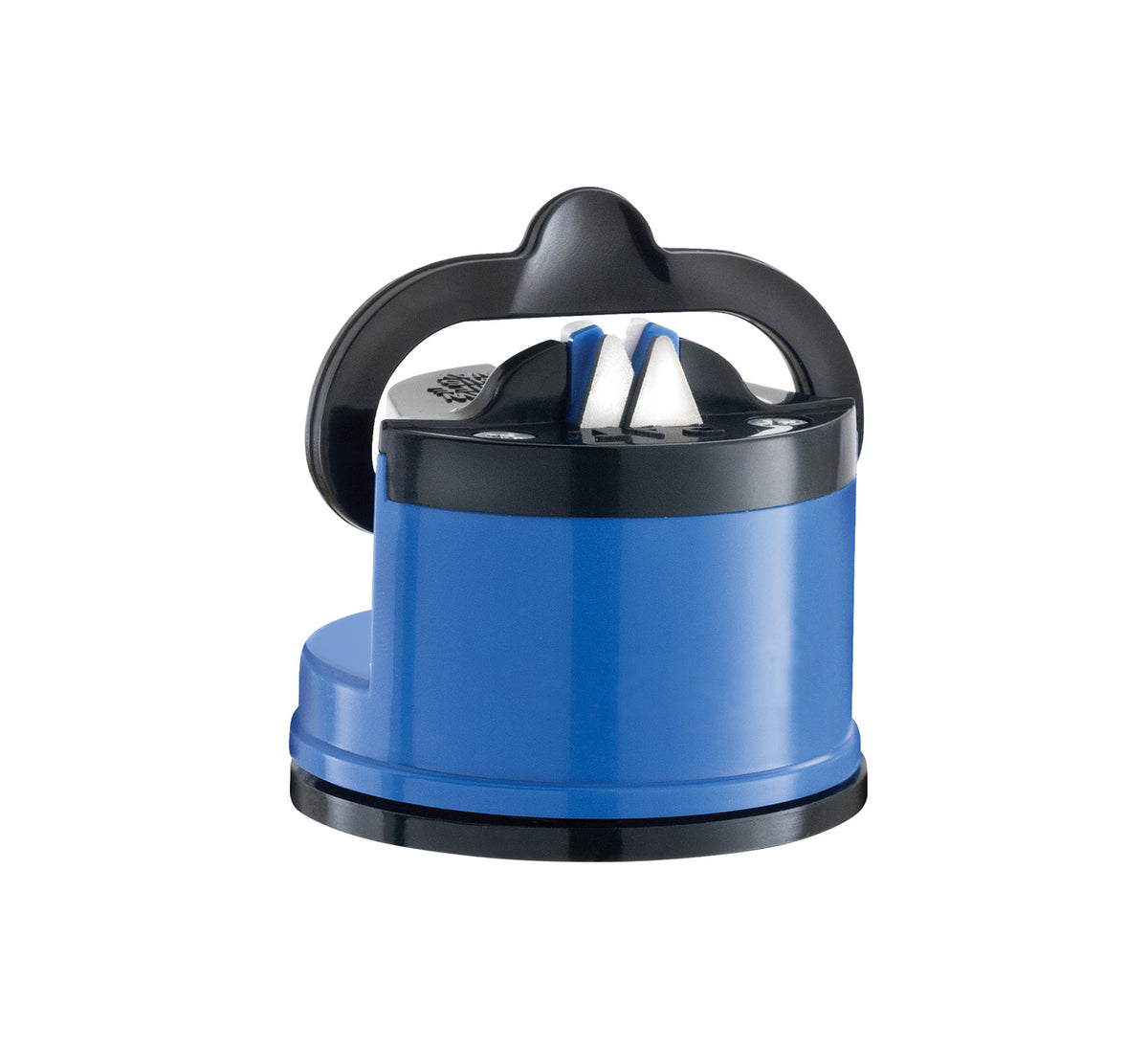 Aiguiseur de couteaux manuel bleu et noir avec poignée