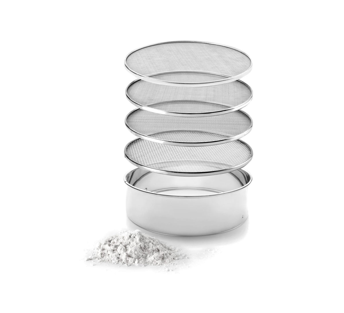 Tamis à farine en inox avec 4 grilles interchangeables

