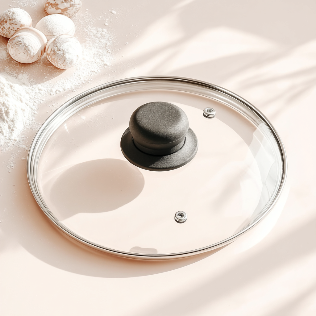 Couvercle en verre avec bouton noir pour casserole et poêle