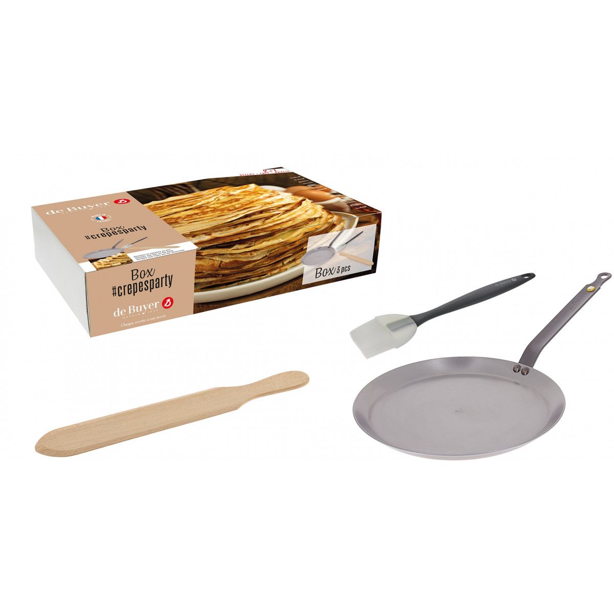 Box crêpes De Buyer avec crêpière, spatule et pinceau