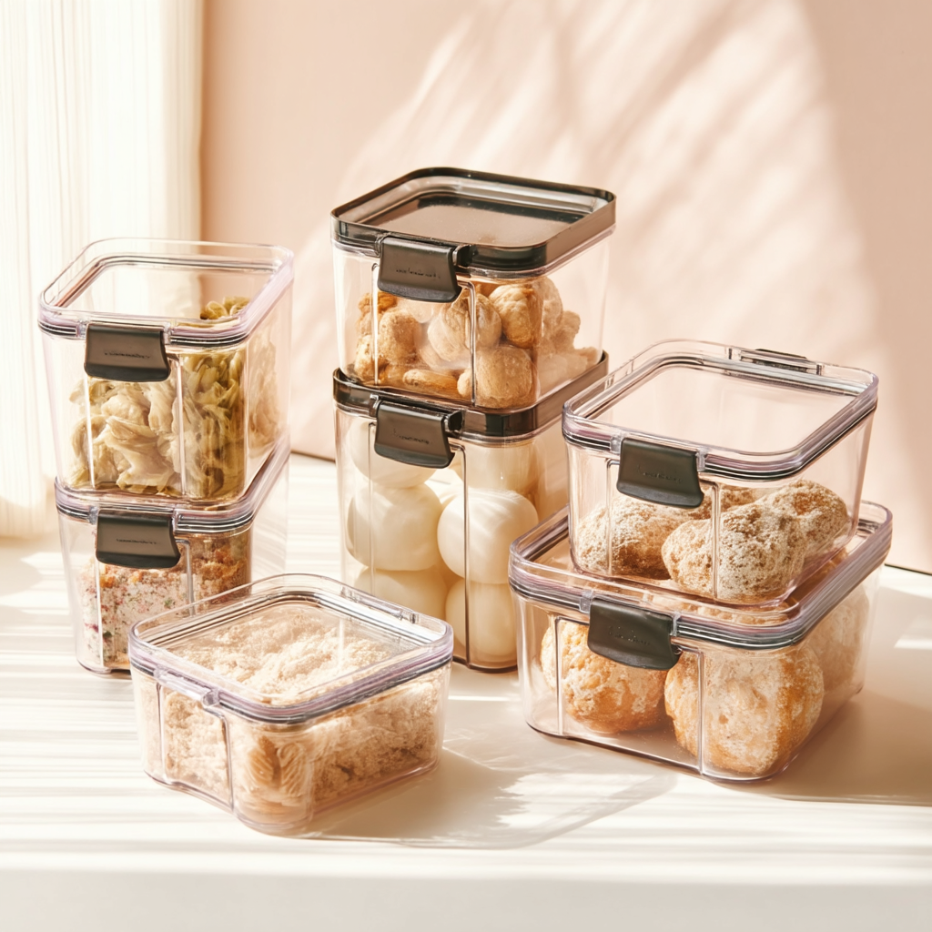 Boîtes de conservation alimentaires transparentes empilables avec couvercles hermétiques