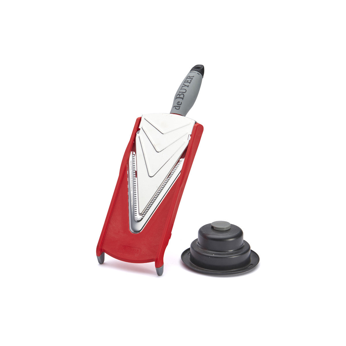 Mandoline Kobra rouge de Buyer avec poussoir de sécurité noir
