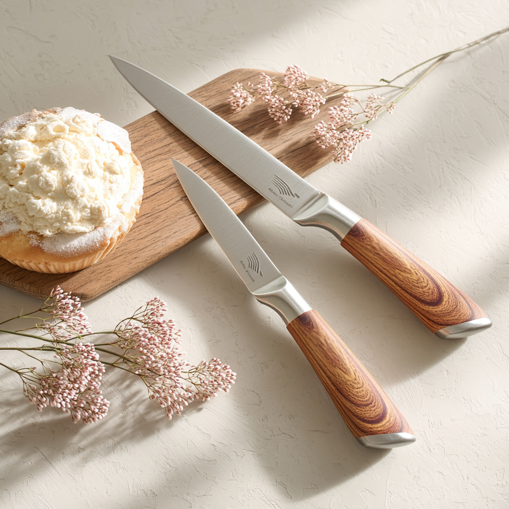 Couteaux de cuisine en inox avec manches en bois