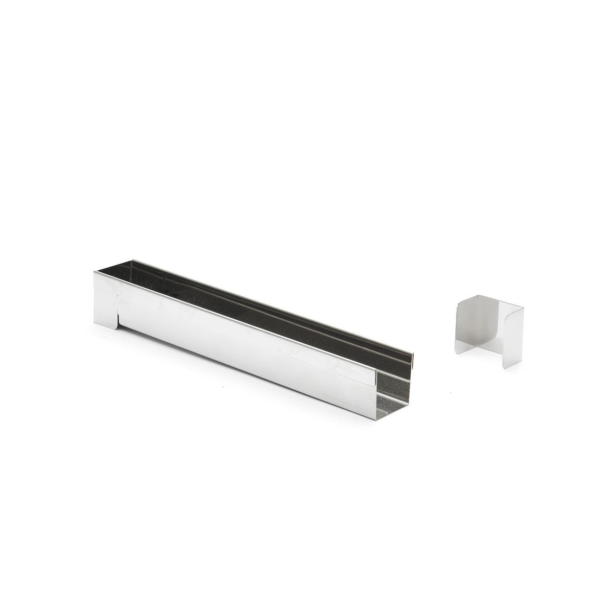 Gouttière à bûche carrée démontable en inox De Buyer avec embouts amovibles