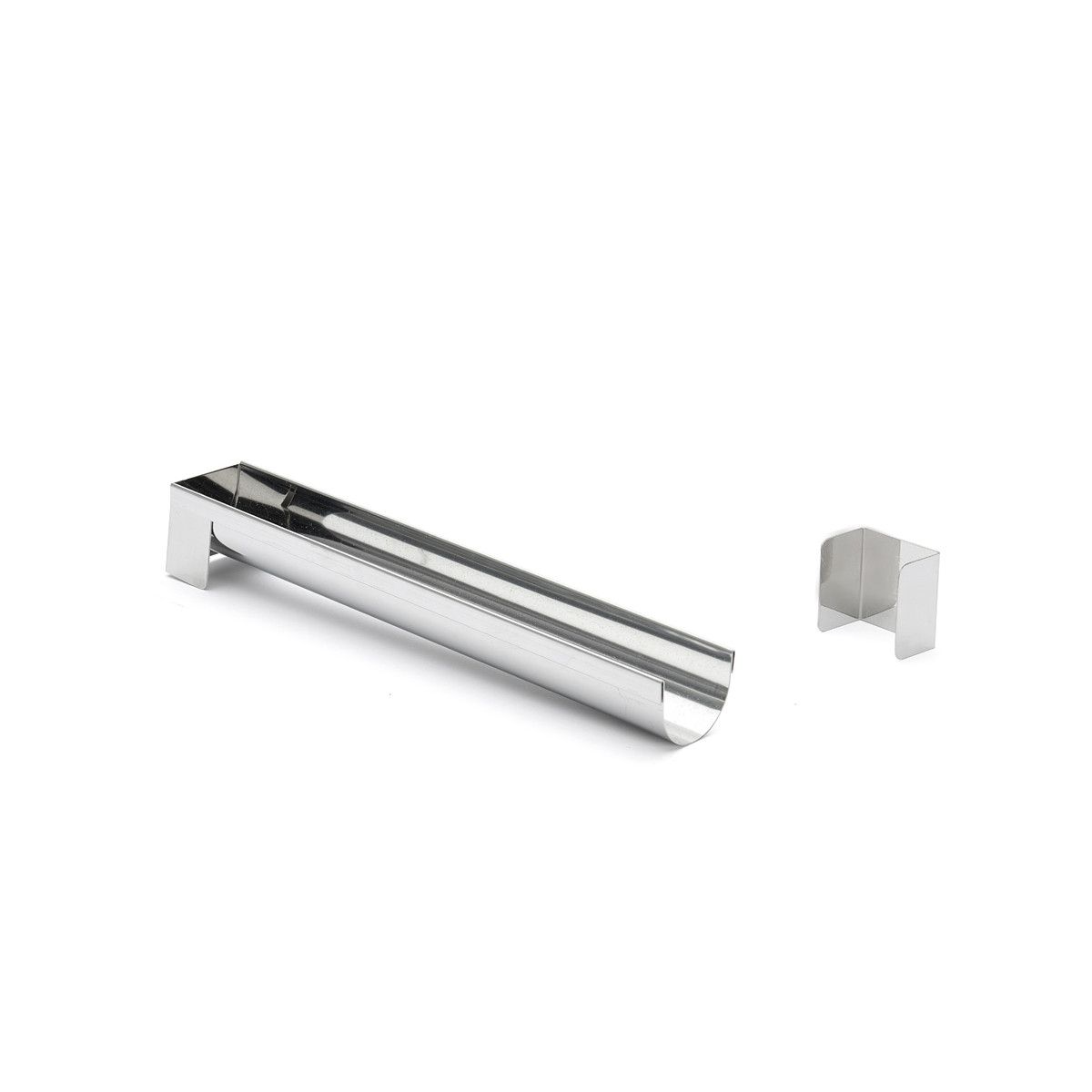 Gouttière à bûche ronde en inox avec embout amovible
