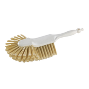 Brosse de nettoyage alimentaire à manche blanc et fibres naturelles pour matériel de cuisine professionnelle

