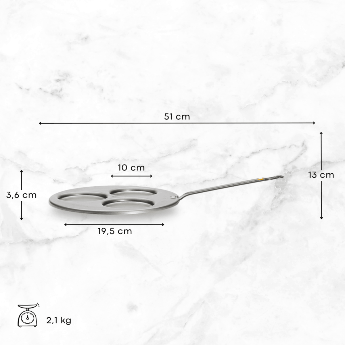 Poêle à blinis 3 empreintes – dimensions 19,5 cm