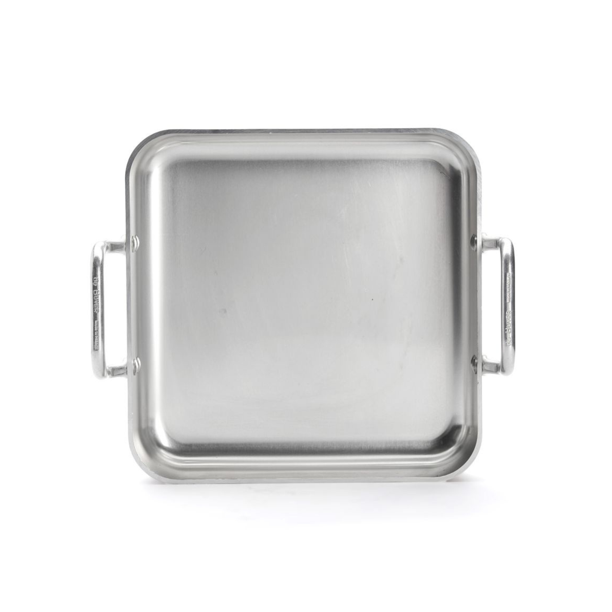 Plat à rôtir carré en inox vue de dessus