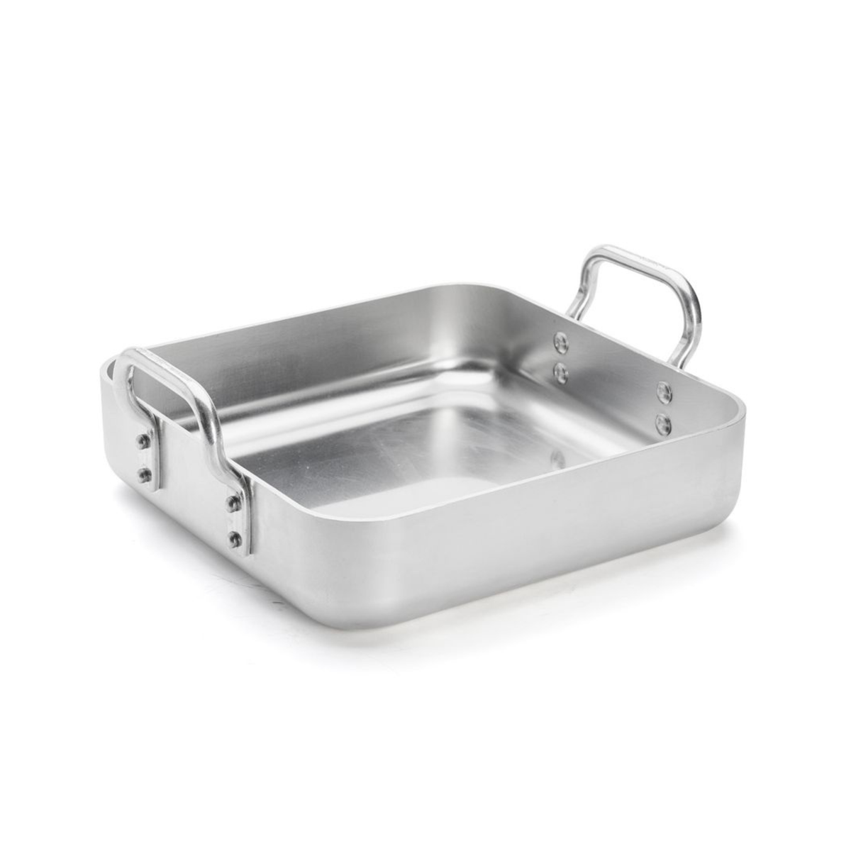 Plat à rôtir carré en inox avec deux anses
