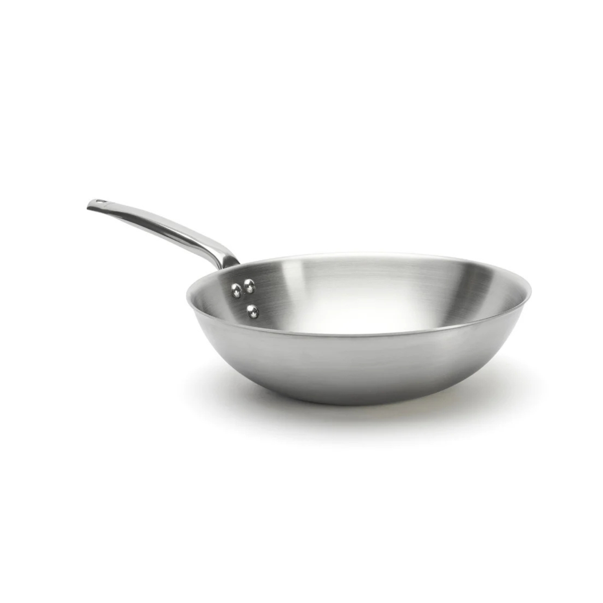Wok en inox De Buyer vue de trois quarts