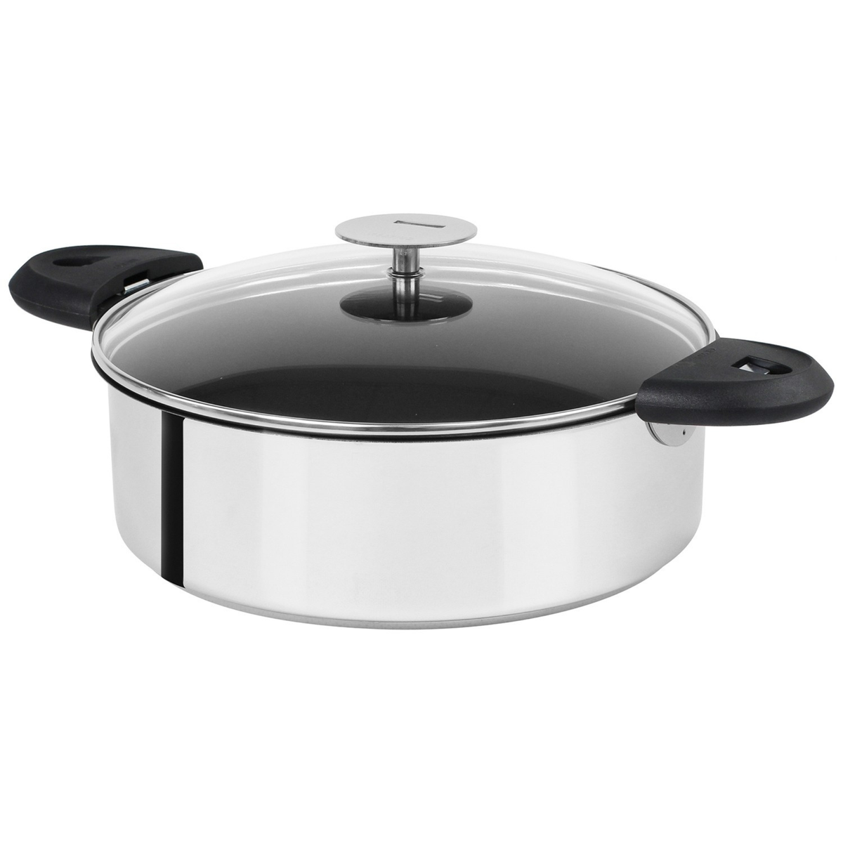 Sauteuse inox Cristel avec couvercle et anses noires