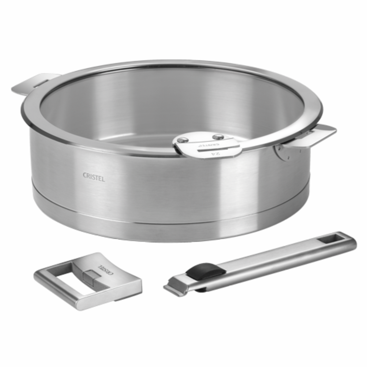 Casserole inox Cristel avec poignée et anse amovibles