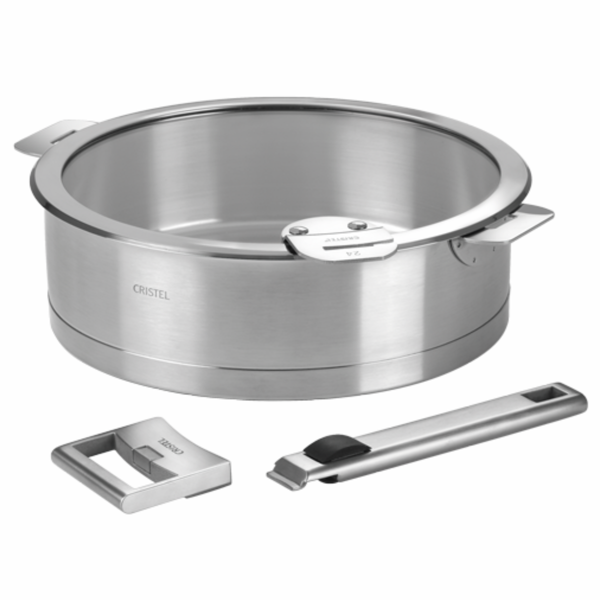 Casserole inox Cristel avec poignée et anse amovibles