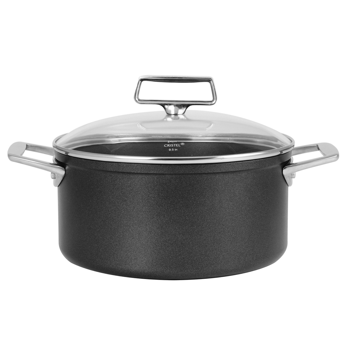 Faitout noir Cristel 24 cm avec couvercle
