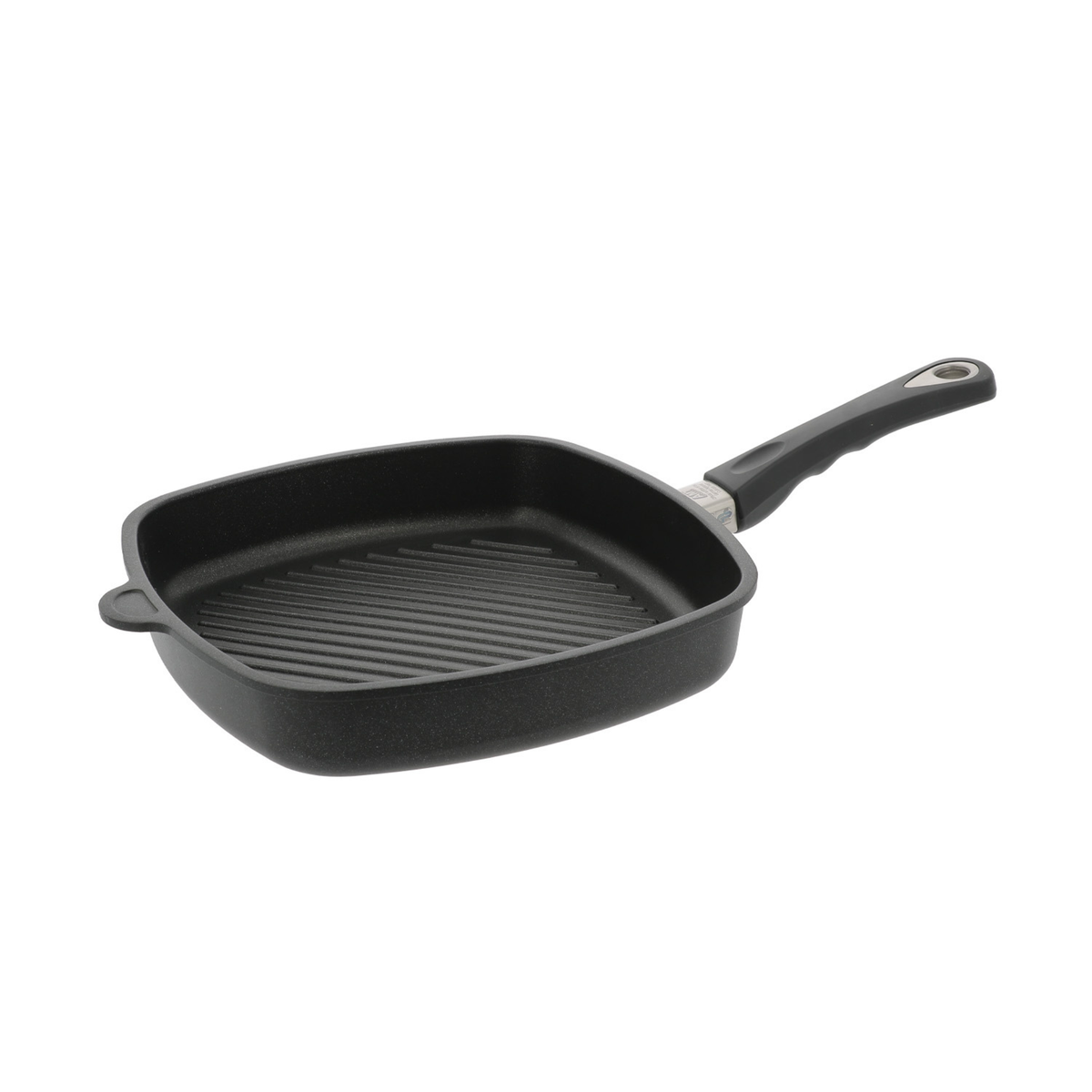 Poêle grill carrée noire avec fond strié
