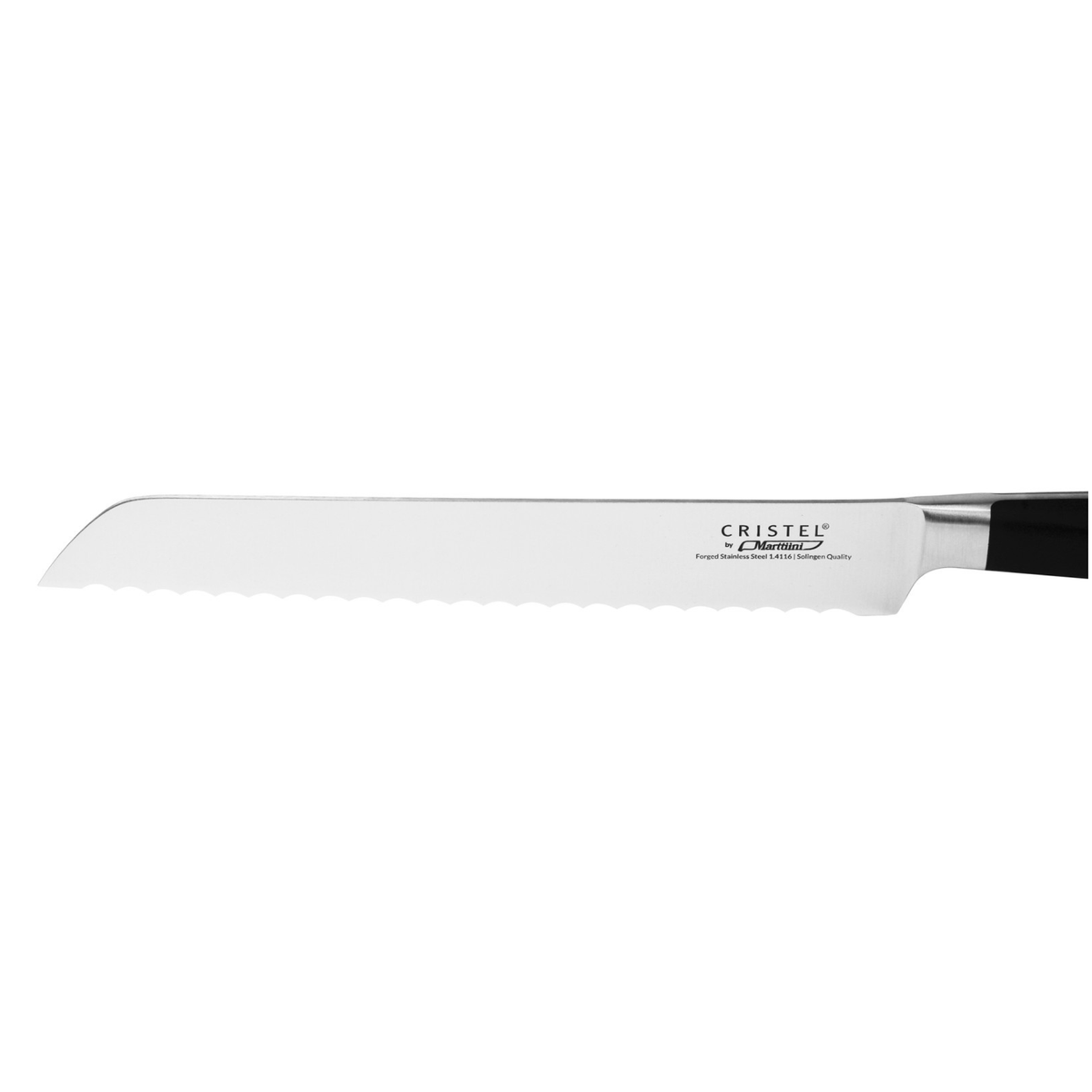 Lame crantée en inox du couteau à pain Cristel