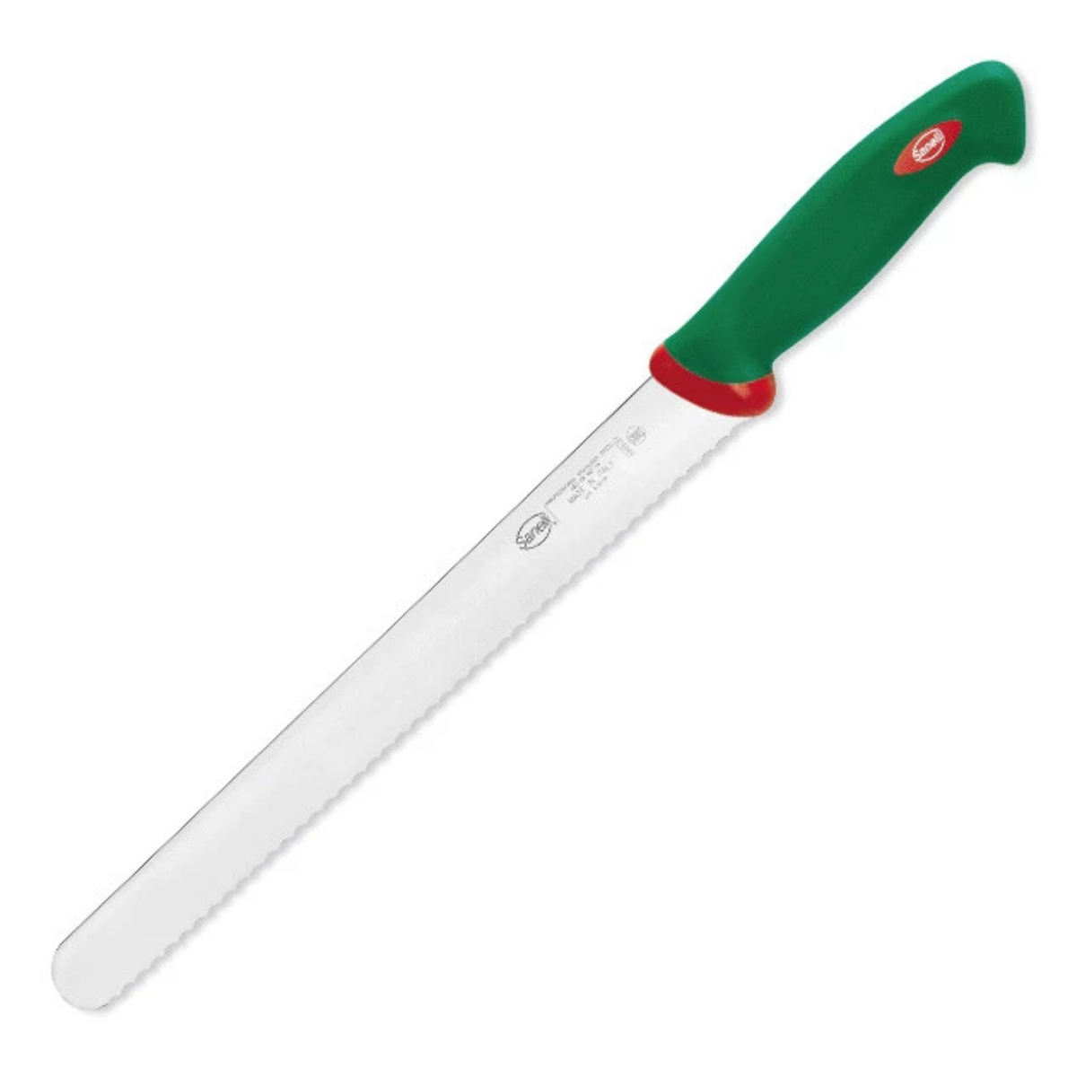 Couteau à pain Sanelli à lame dentelée et manche vert
